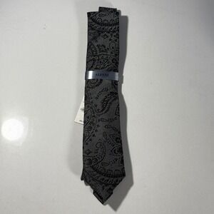Alfani Mens Tie NATEI PAISLEY Charcoal Polyester Necktie Style 1AFC22 1002